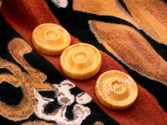 Bamboo End Grain Wood Pair of Buttons 18mm