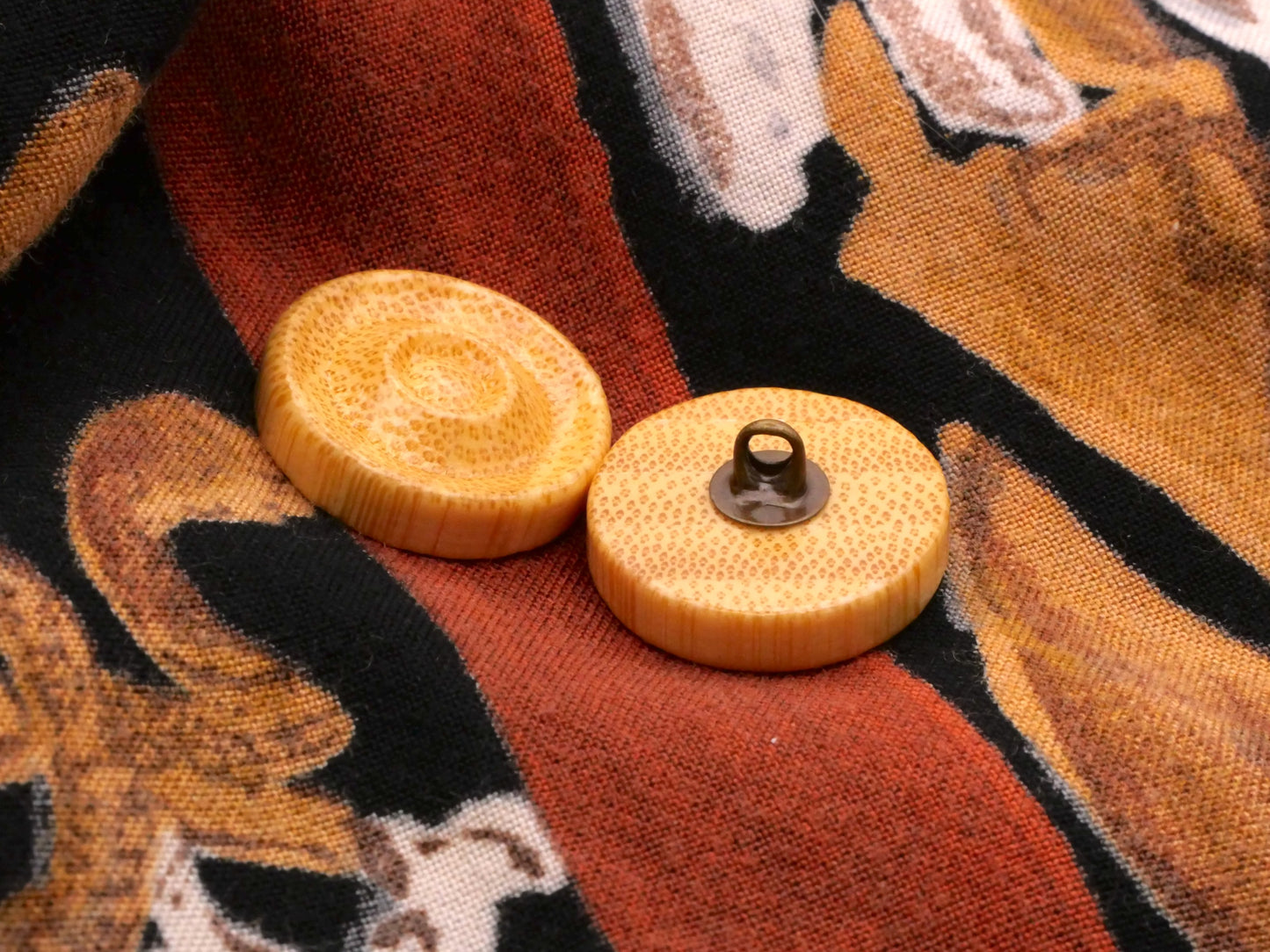Bamboo End Grain Wood Pair of Buttons 18mm