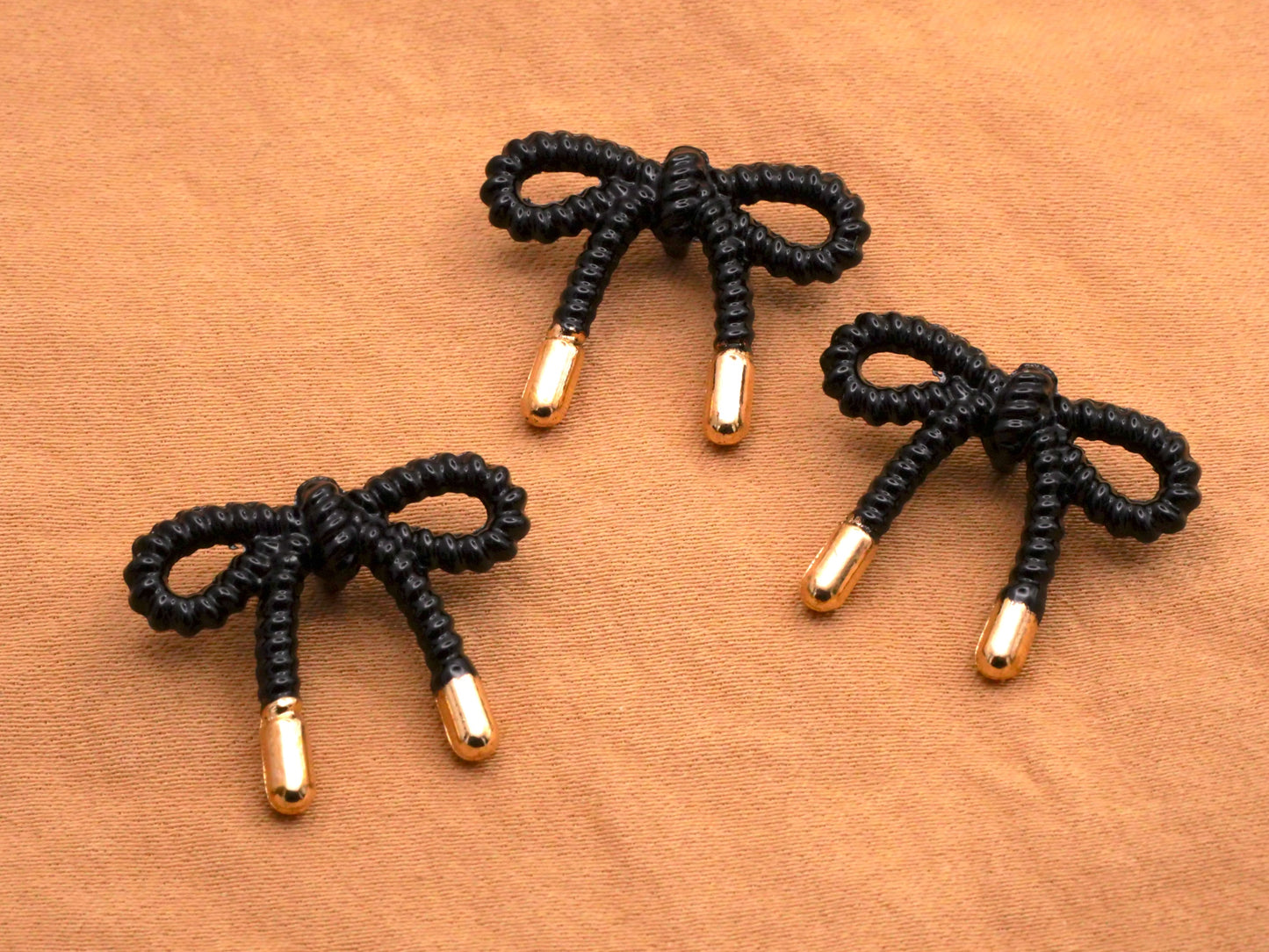 Bow Rope Look Metal Black Gold Button Various 16x20mm