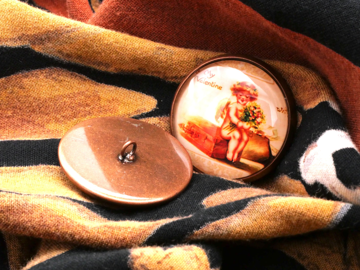 Cherub My Valentine Glass Dome Button 28mm
