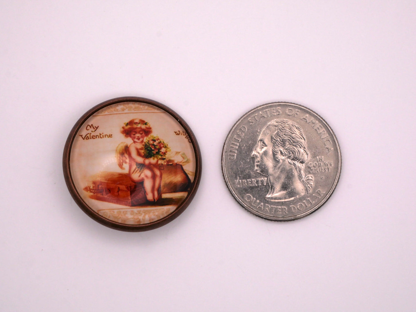 Cherub My Valentine Glass Dome Button 28mm