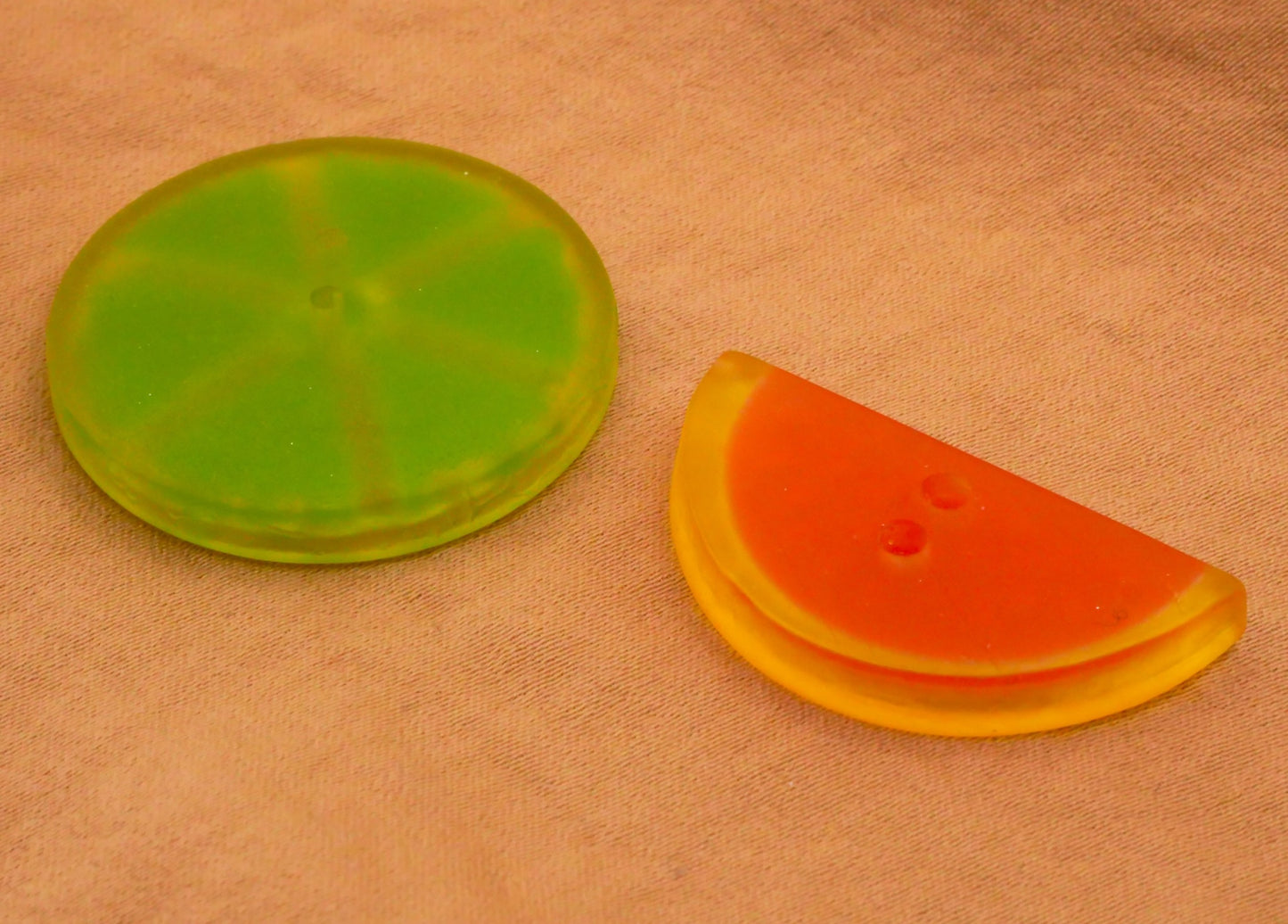 Citrus Fruit Two-Tone Plastic Lime Orange Button Various 16-31mm