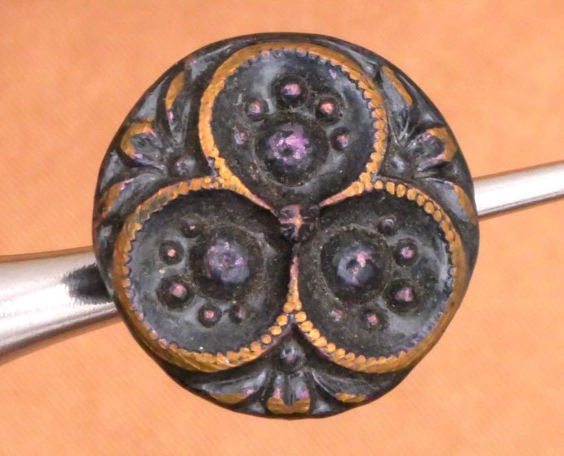 Clover Blue Tint Victorian Paris French Antique Button 14mm