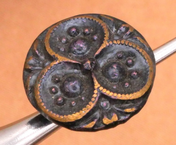 Clover Blue Tint Victorian Paris French Antique Button 14mm