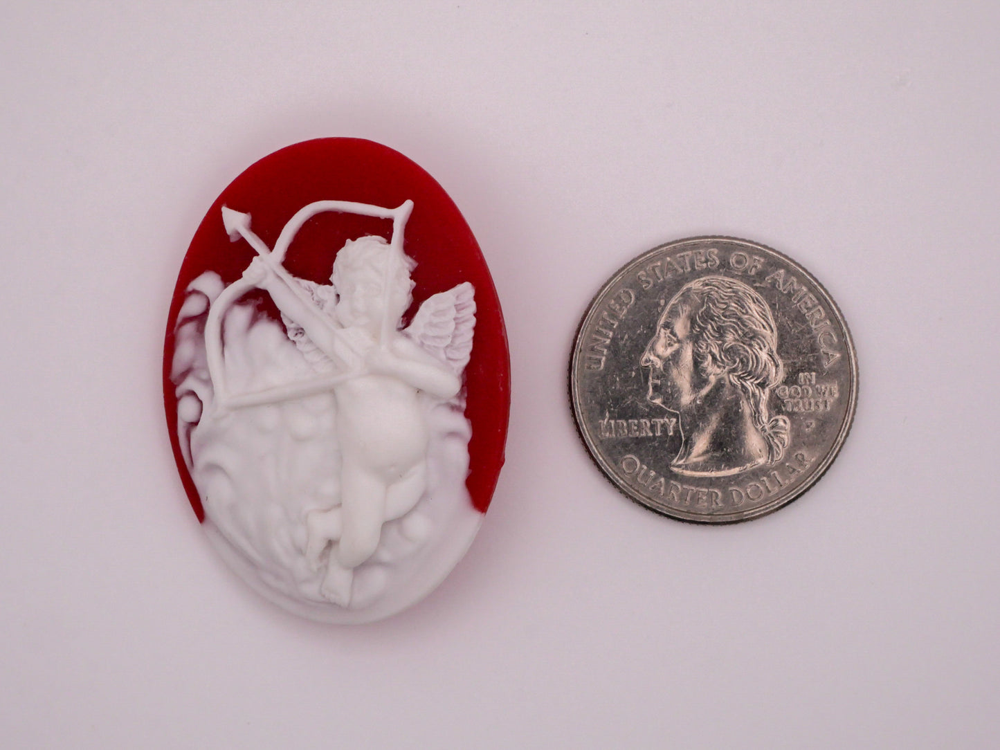 Cupid Cherub Resin Large Button White Red 30x40mm
