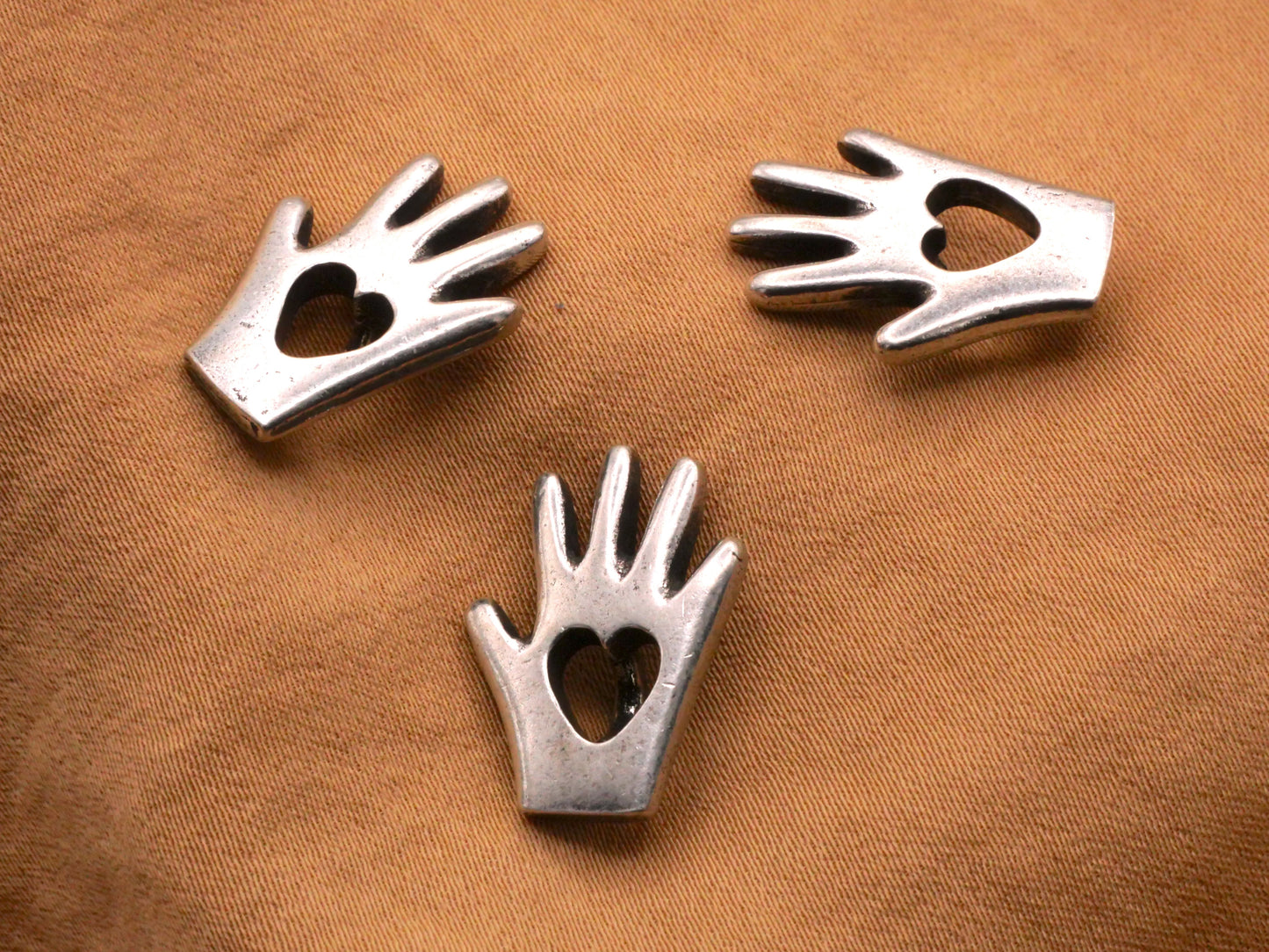 Danforth Pewter Heart in Hand Metal Button 14x19mm