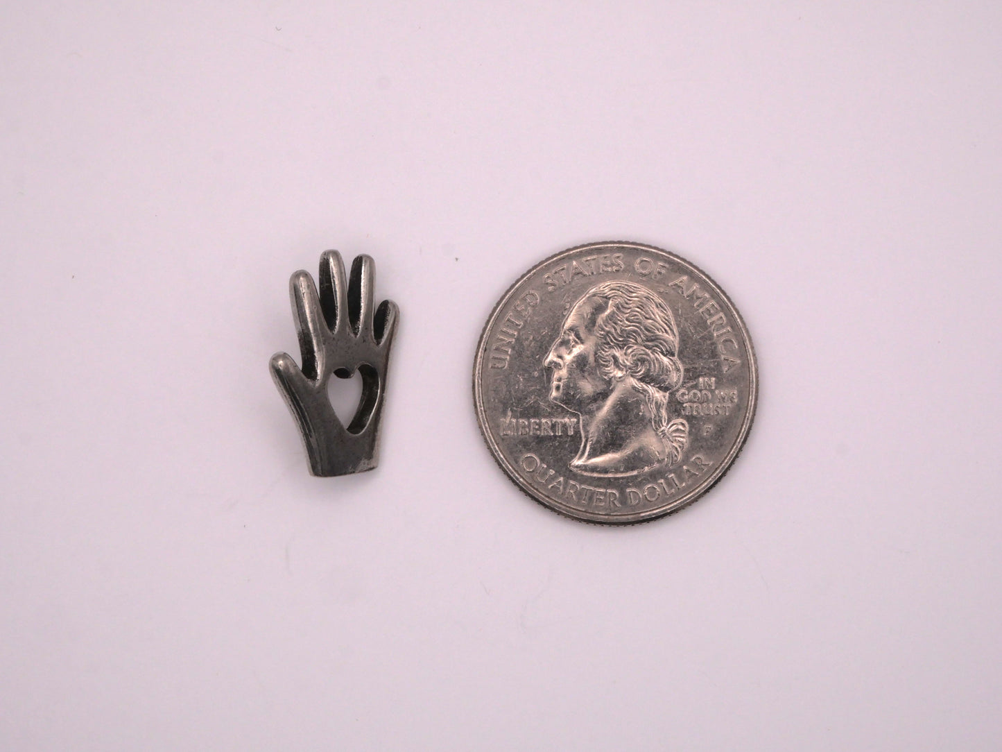 Danforth Pewter Heart in Hand Metal Button 14x19mm