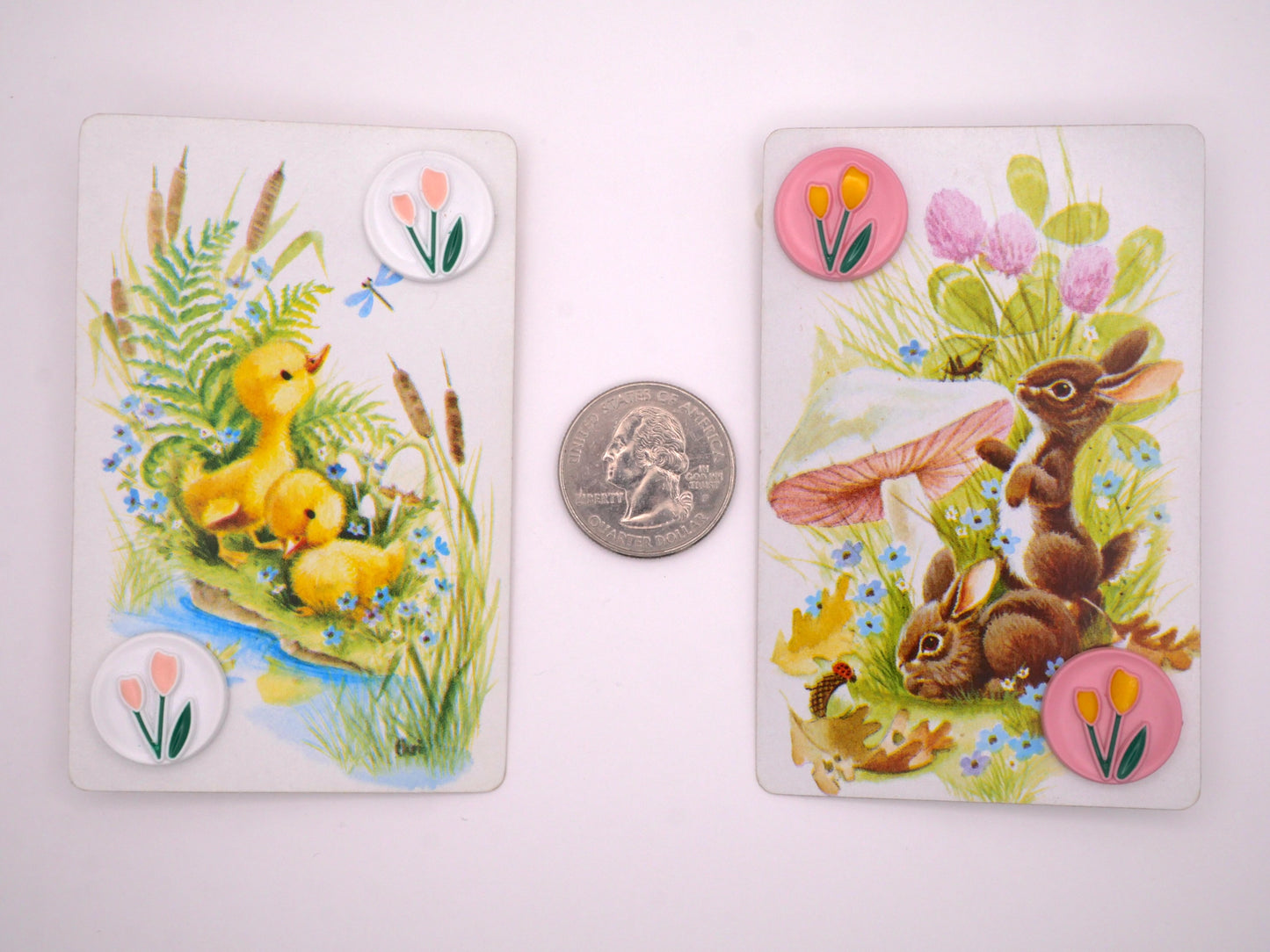 Tulips Carded Bunny Ducklings Easter Buttons Various 18mm