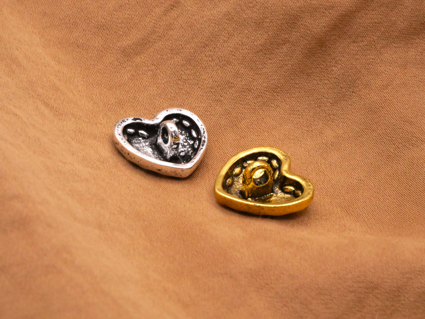 Heart with Flowers Folk Art Look Metal Button 15mm