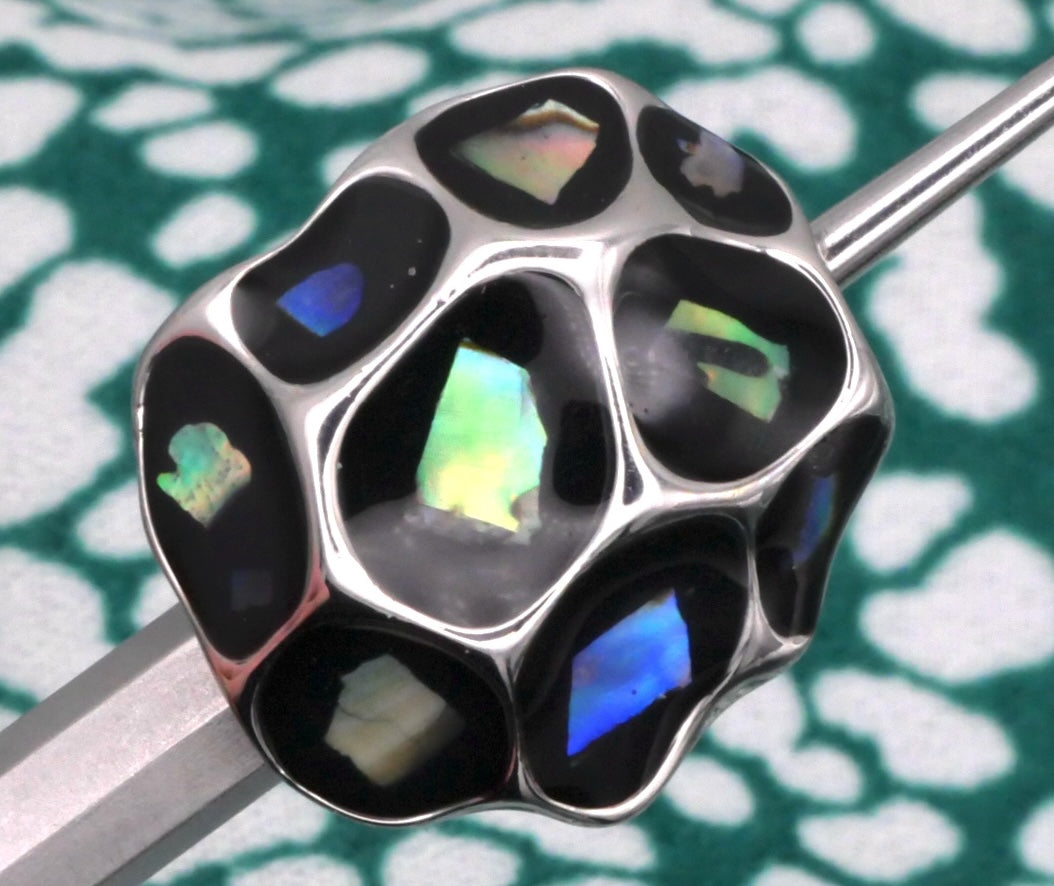 Geode Look Enamel Natural Shell Inlay Metal Button Various 17x18mm