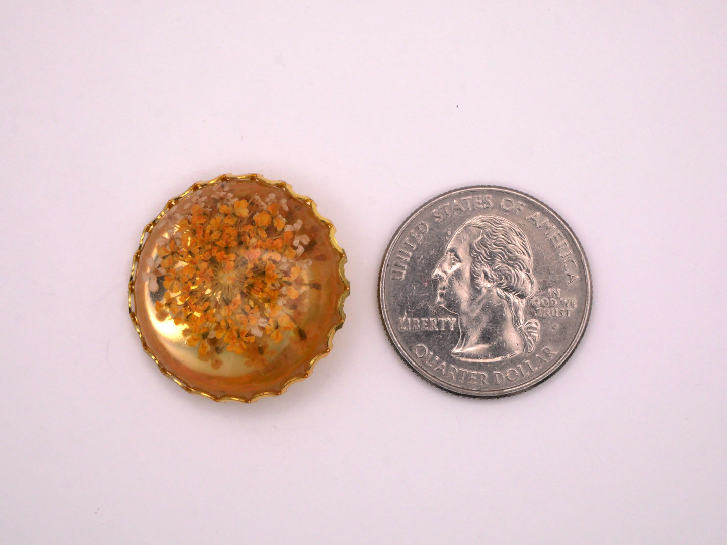 Habitat Flower Plastic Button Gold Metal Frame 26mm
