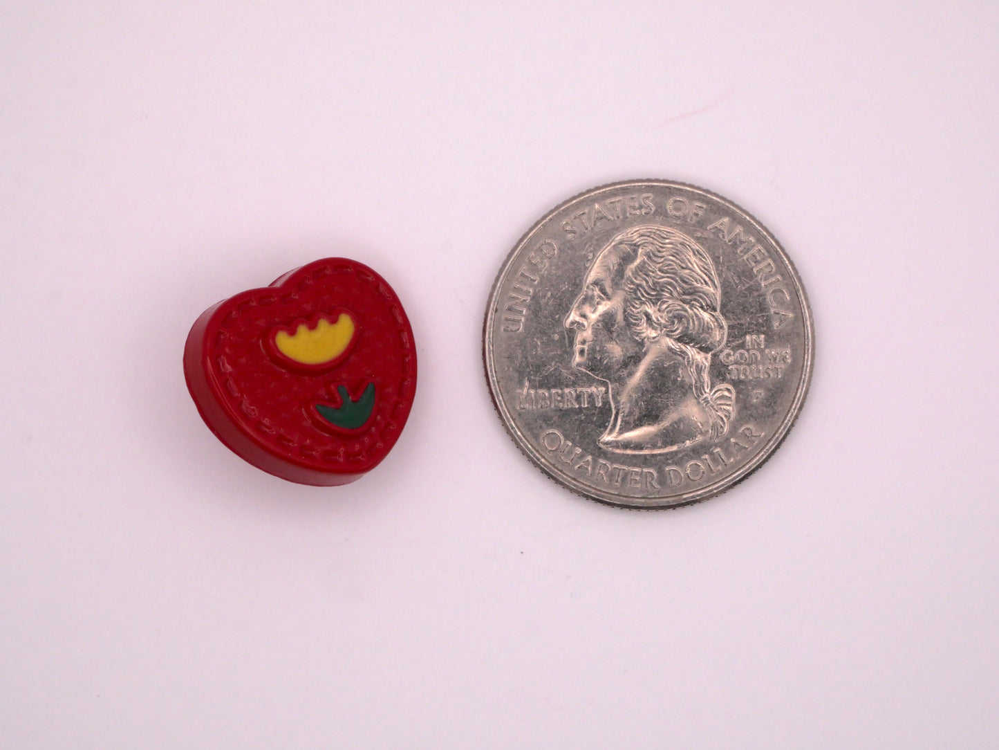 Heart Tulip Center Plastic Shank Button Various Colors 16x18mm