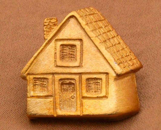 House Cottage Gold Brass Colored Metal Vintage Shank Button 22mm