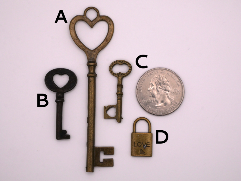 Valentine Bronze Metal Key Lock Assorted Options 20-83mm