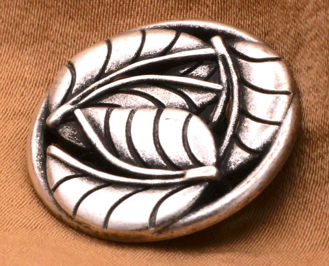 Foliage Leaf Three Leaves Metal Button 23mm