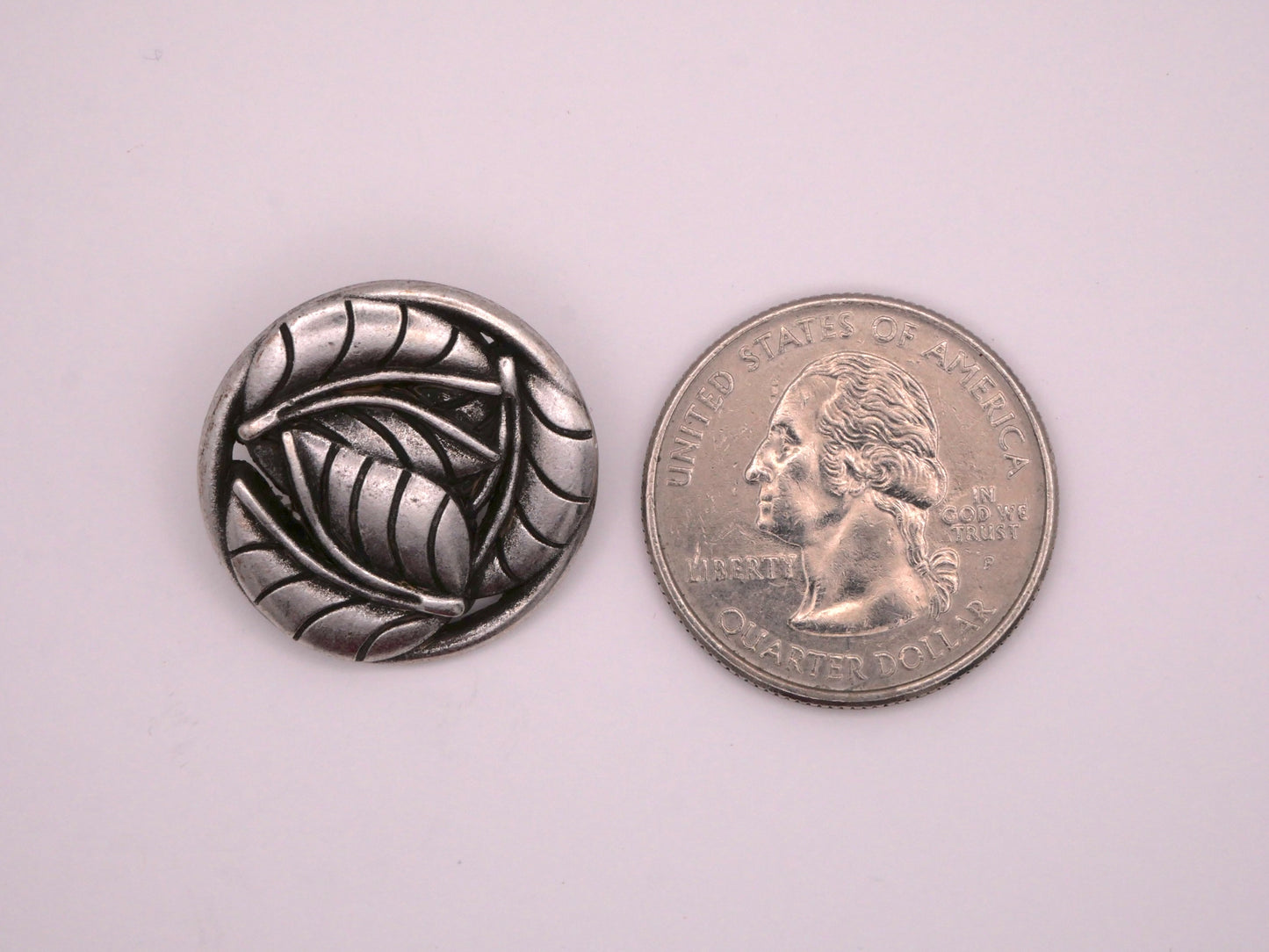 Foliage Leaf Three Leaves Metal Button 23mm