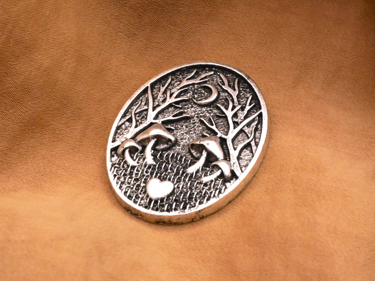 Mushroom Forest Moon Heart Large Button 26x34mm