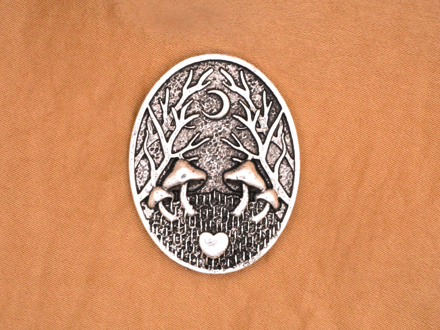 Mushroom Forest Moon Heart Large Button 26x34mm
