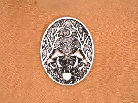 Mushroom Forest Moon Heart Large Button 26x34mm