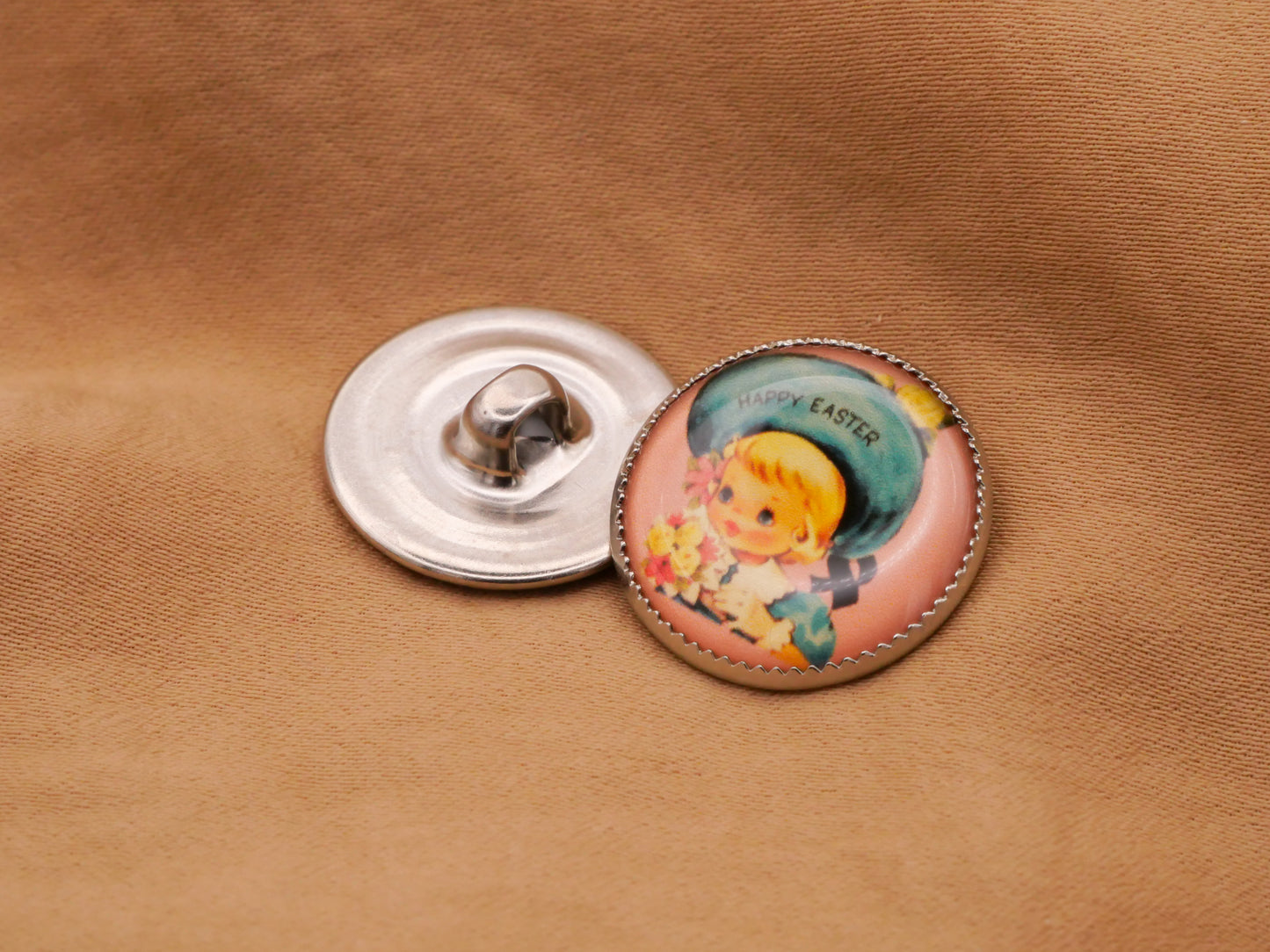 Lamb Sheep Easter Bonnet Girl Metal Plastic Button 14-19mm