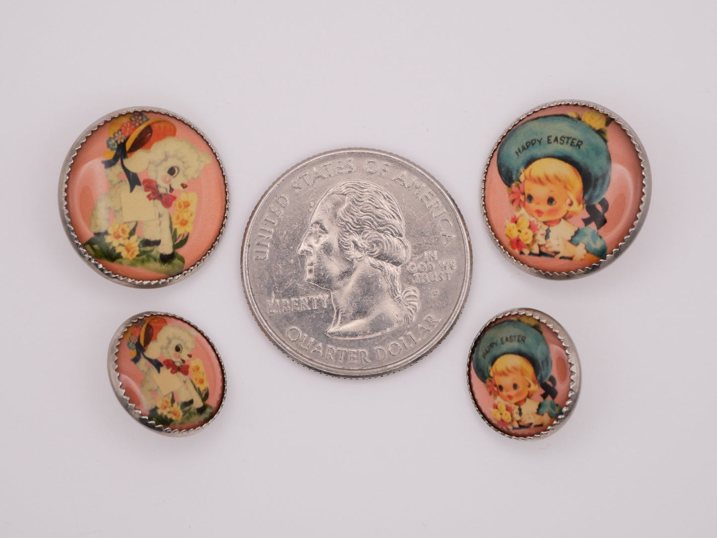 Lamb Sheep Easter Bonnet Girl Metal Plastic Button 14-19mm
