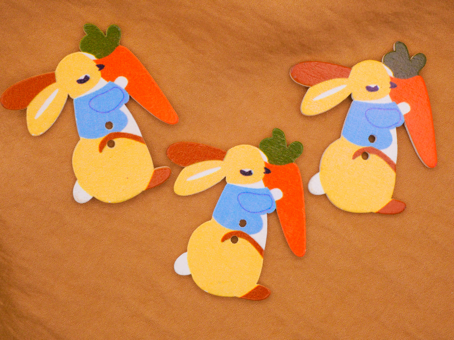Peter Rabbit Look Bunny Carrot Wood Button 26-45mm