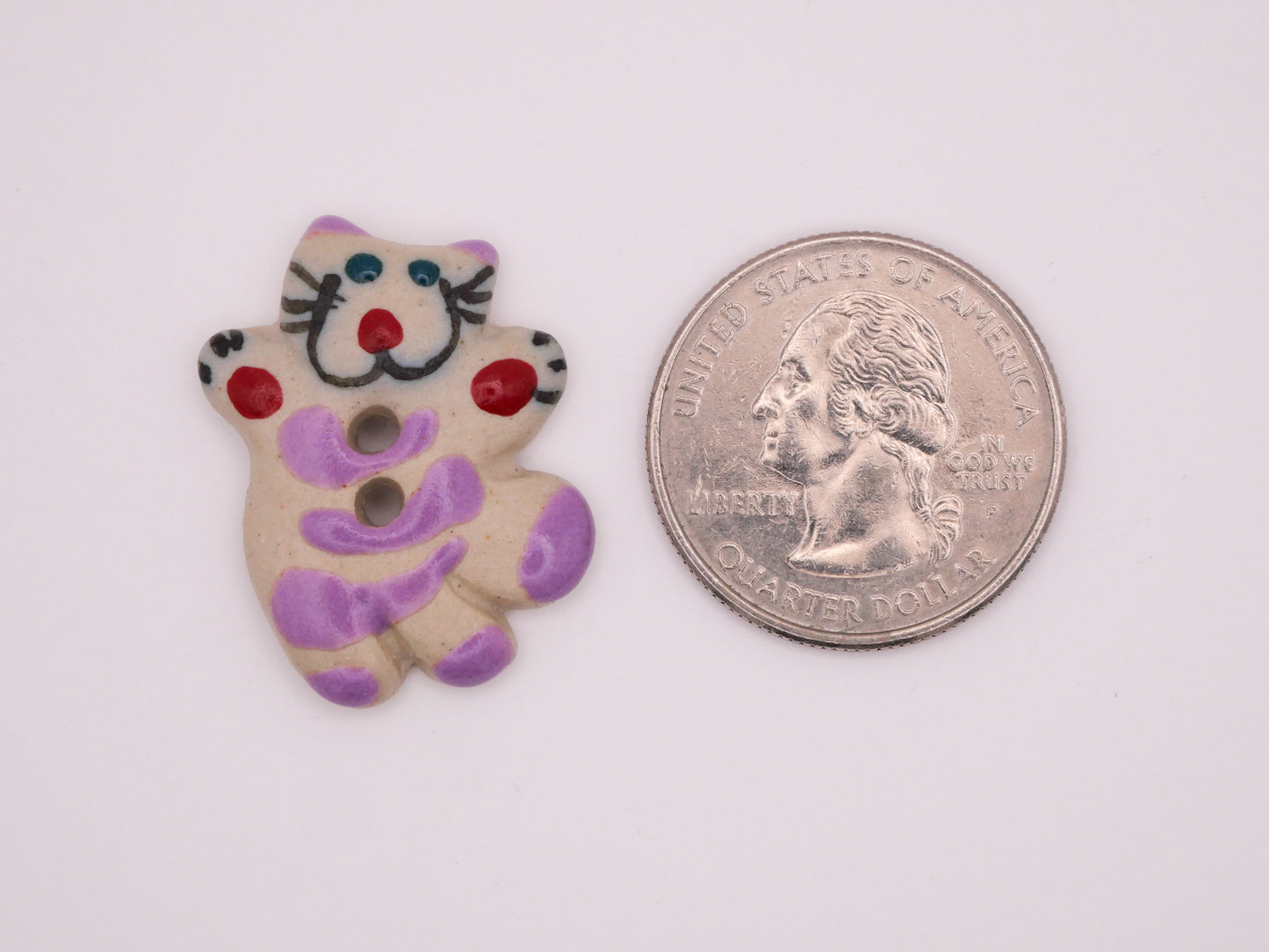 Cat Happy Jumping Kitty Colorful Hand-Painted Ceramic Button Various 21x28mm