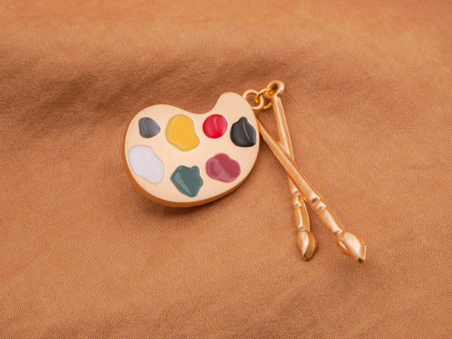 Artist Palette Brushes Moveable Metal Button 20x78mm