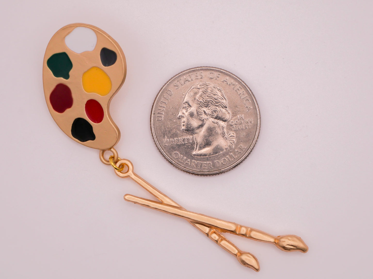 Artist Palette Brushes Moveable Metal Button 20x78mm