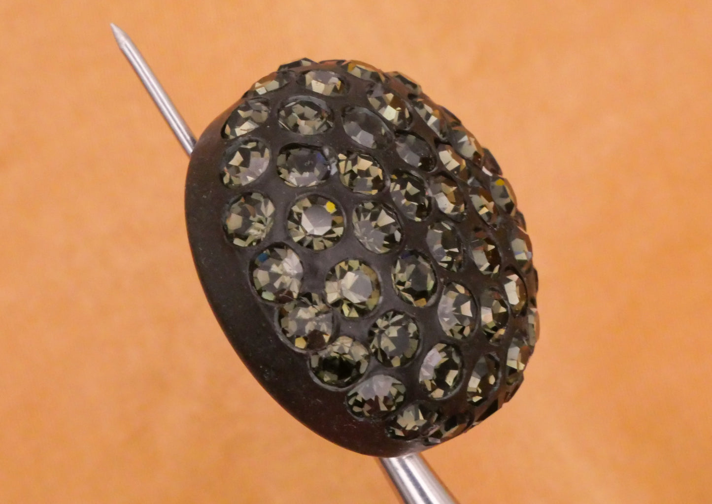 Black Green Rhinestone Vintage Plastic Button Various 21-24mm