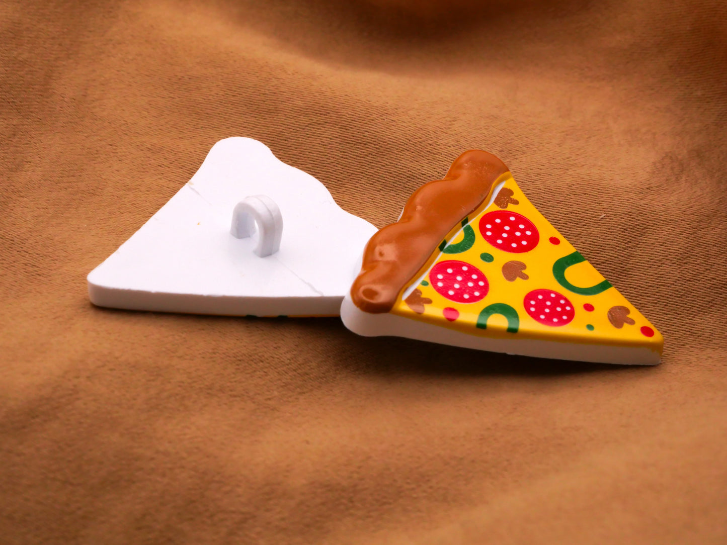 Pizza Slice Pepperoni Mushroom Plastic Button 26x27mm