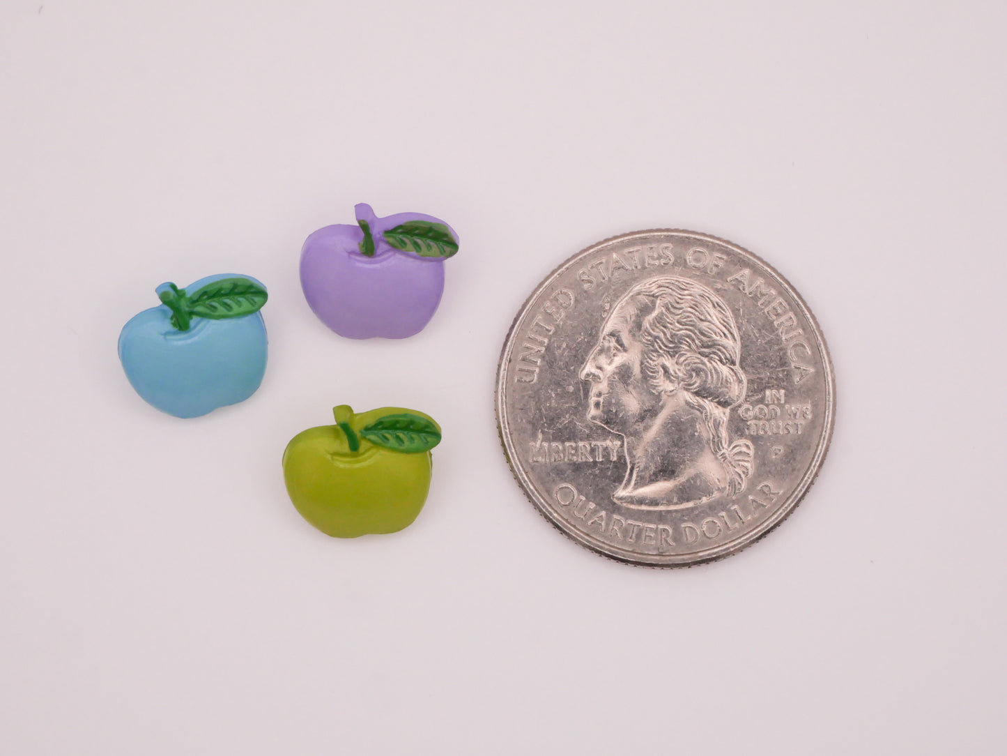 Apple Spring Colors Purple Green Blue Plastic Set of Three Buttons 11mm
