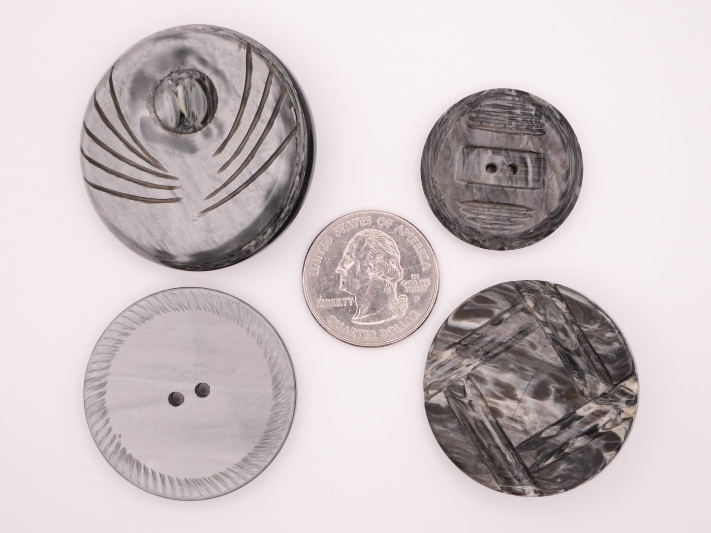Celluloid Stormy Grey Early Plastic Button Various 28-42mm