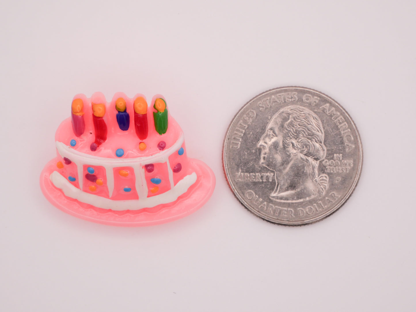 Birthday Unbirthday Cake Pink Plastic Food Button 23x30mm