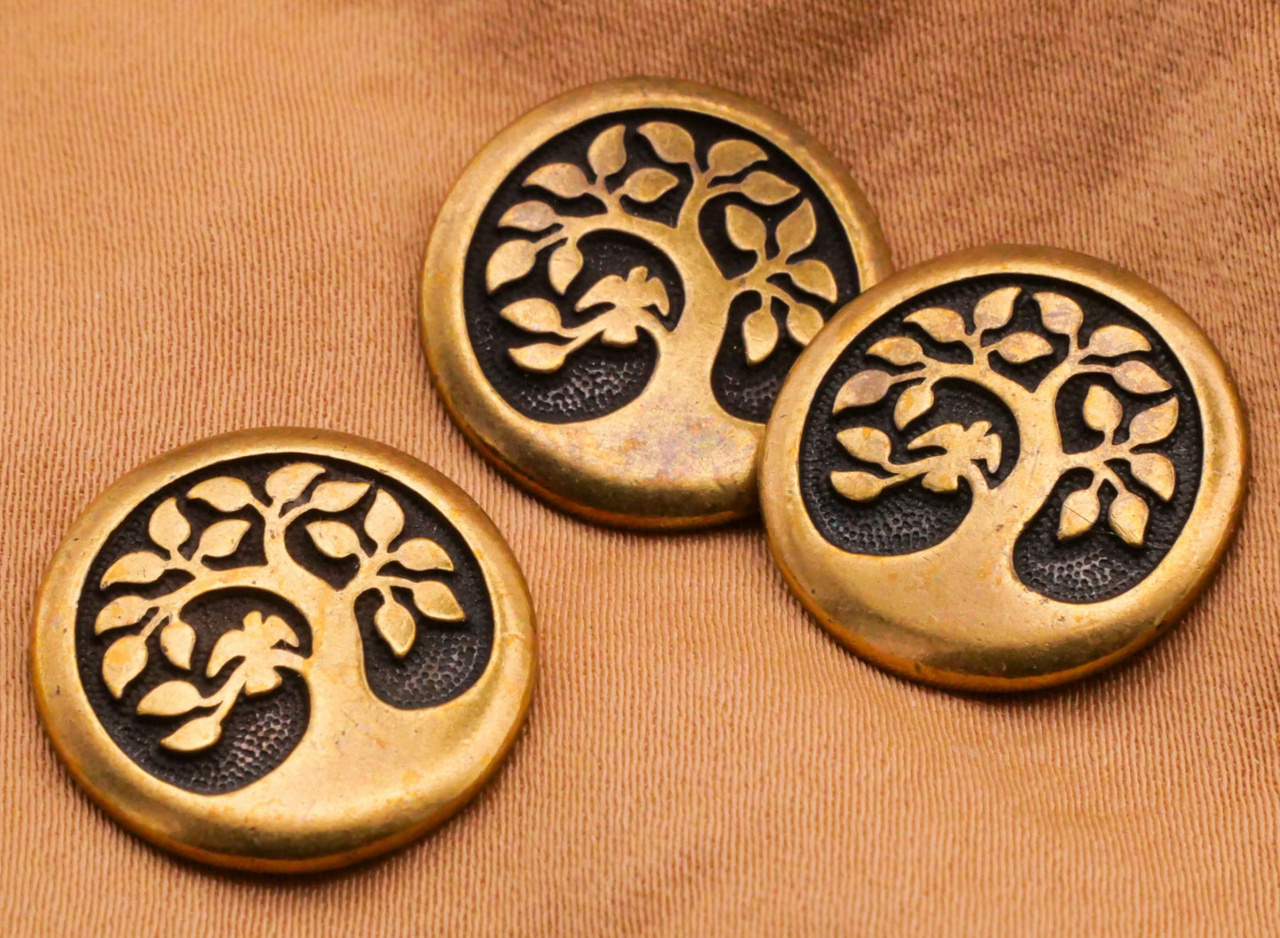 Tree of Life Bird Gold Brass Bronze Metal Button 16mm