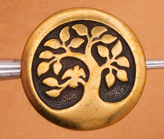 Tree of Life Bird Gold Brass Bronze Metal Button 16mm