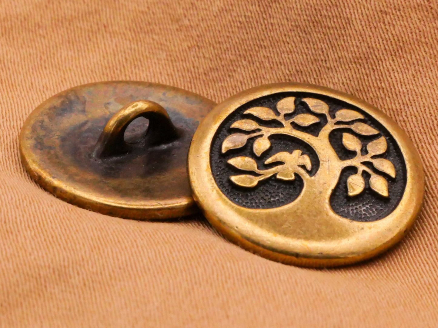 Tree of Life Bird Gold Brass Bronze Metal Button 16mm
