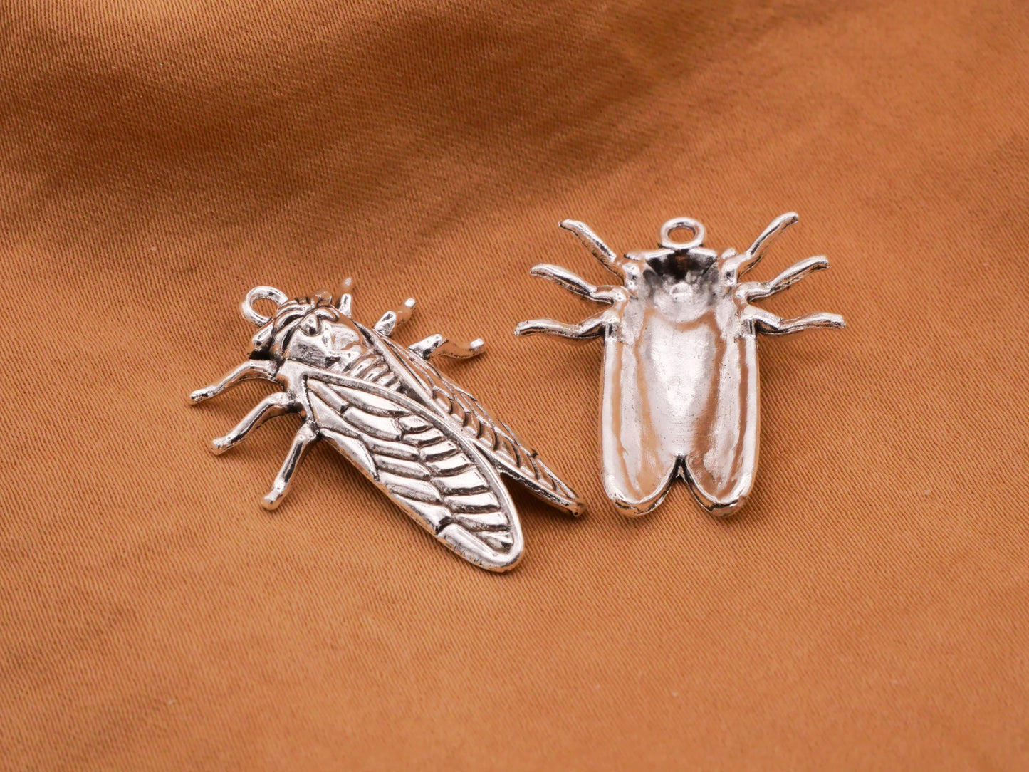 Cicada Insect Silver Metal Charm Embellishment 23x26mm