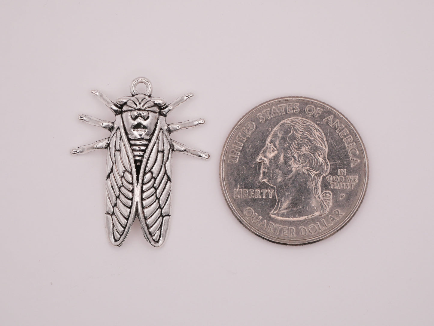 Cicada Insect Silver Metal Charm Embellishment 23x26mm