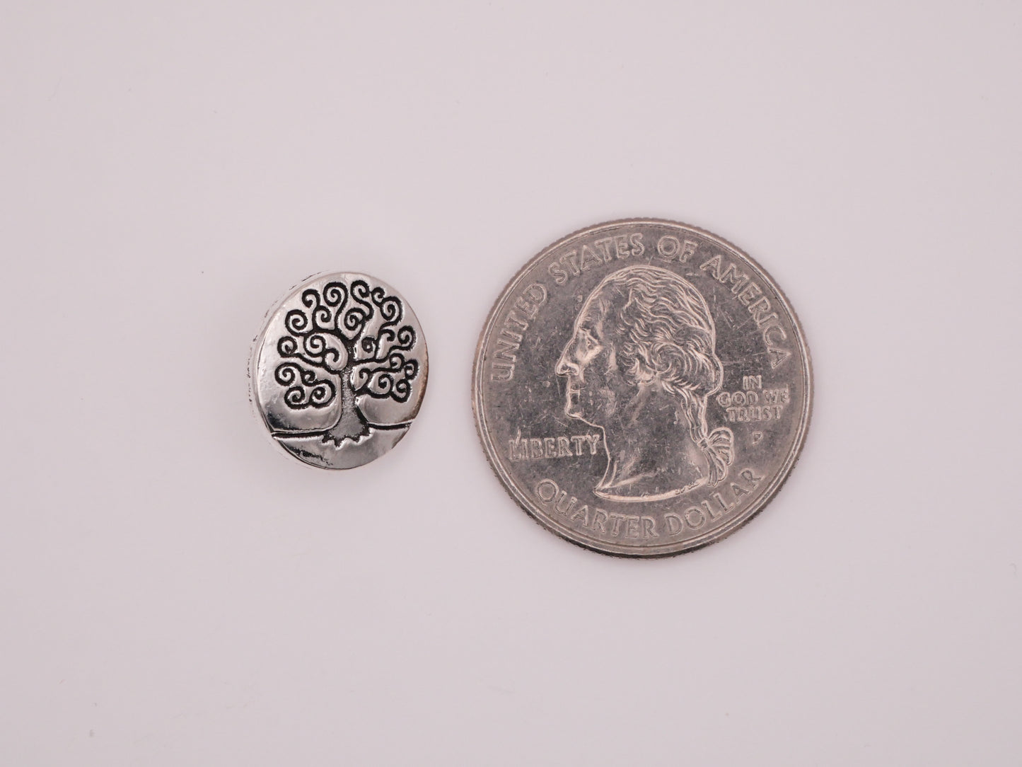 Tree Swirl Branches Silver Metal Button 15mm