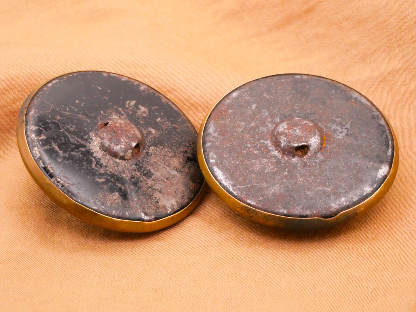 Gay 90s Wine Purple Faceted Glass Brass Bronze Metal Antique Large Button Various 42mm