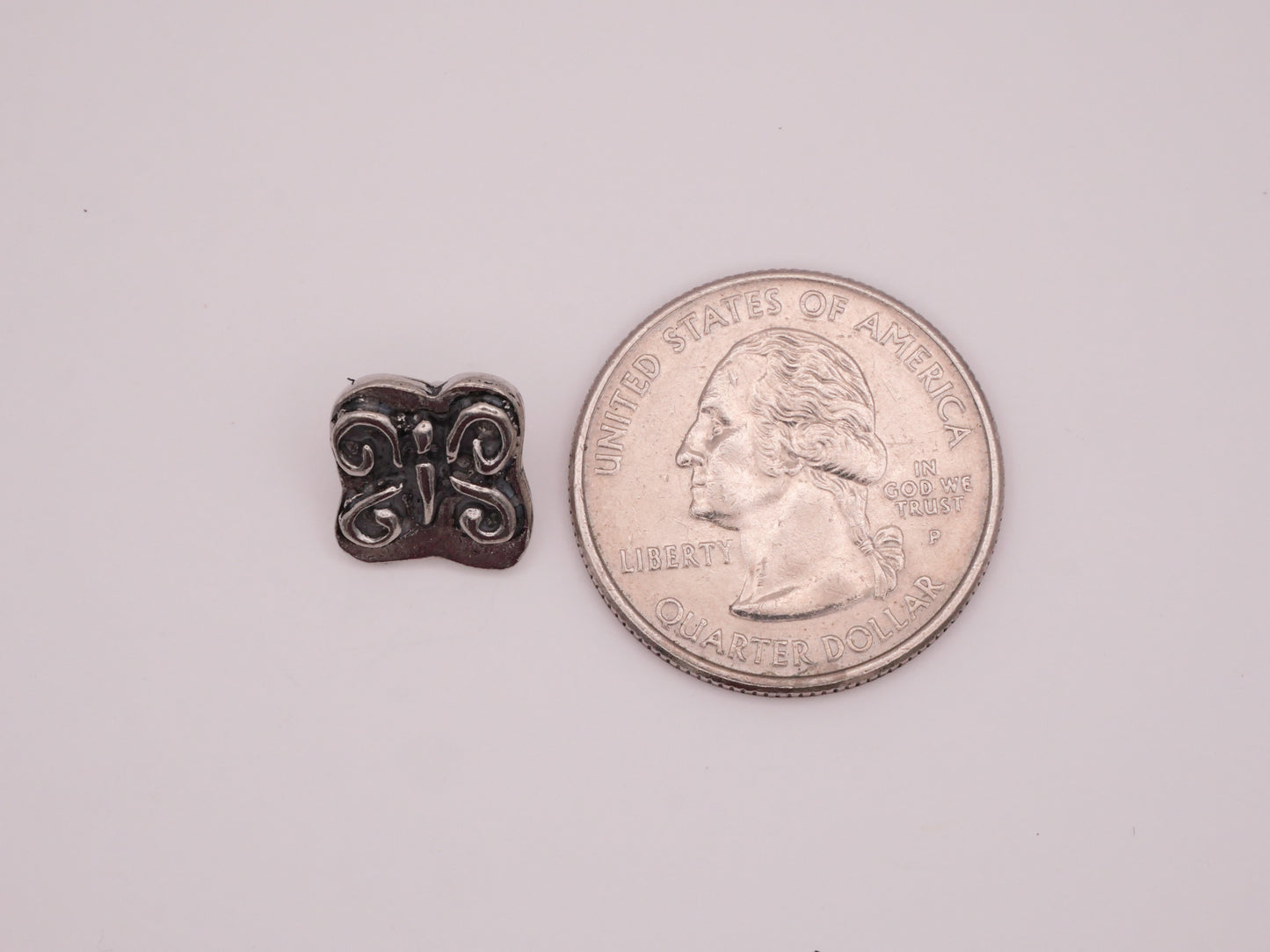 Butterfly Pewter Look Insect Small Button 11x12mm