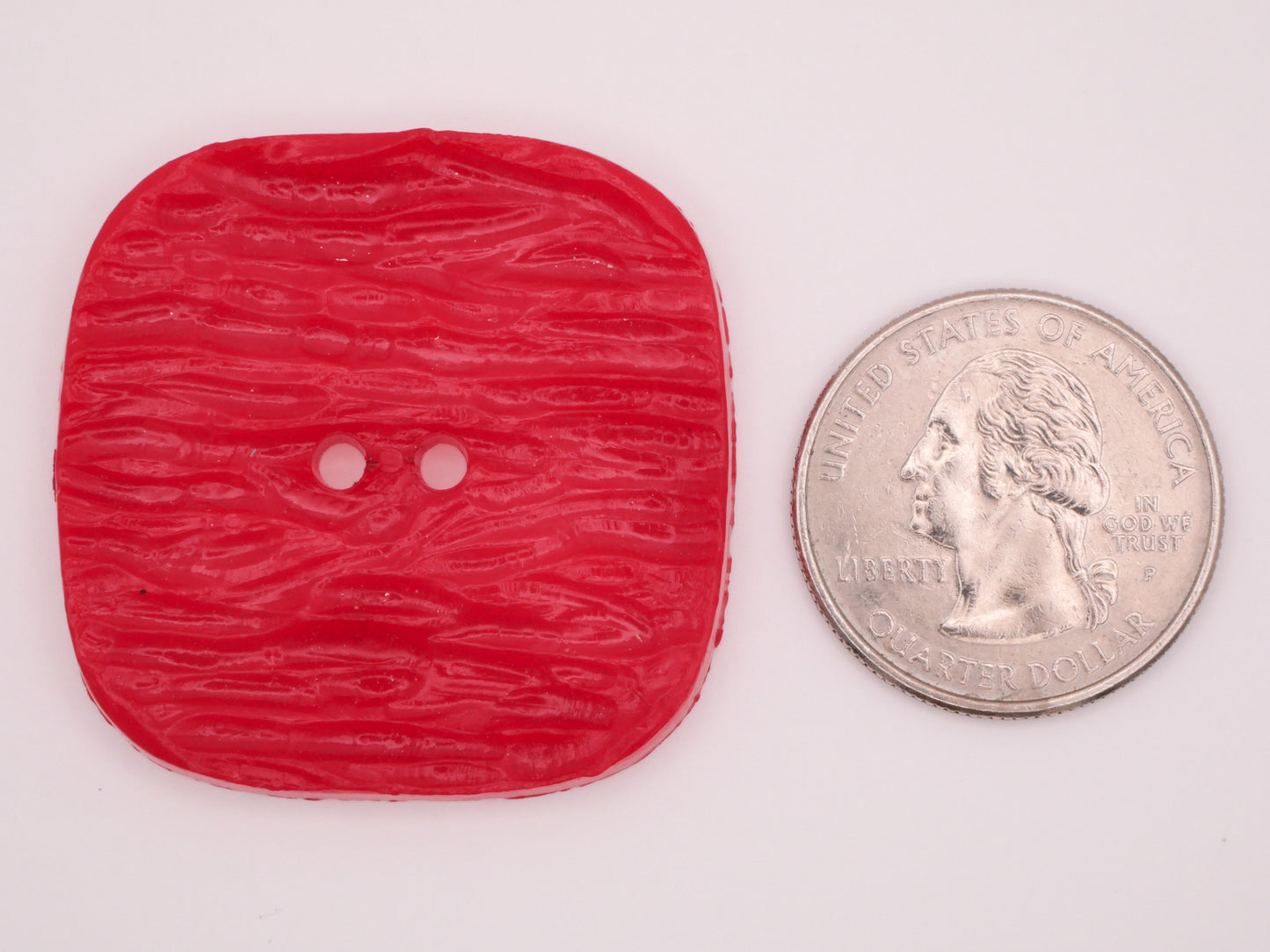 Tree Bark Carved Vintage Red Plastic Large Sew-Thru Button 38mm