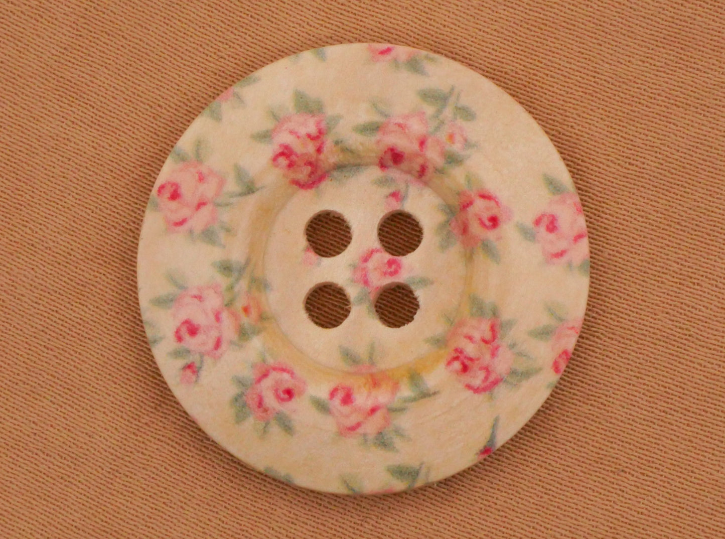 Dainty Pink Rose Wallpaper Pattern Wood Set of Two Buttons 25mm