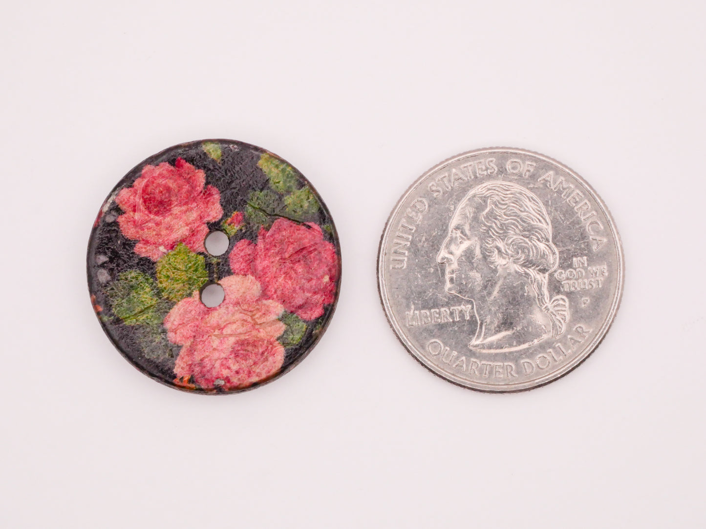 Roses Pink Magenta Rose Bush Papier Mâché Coconut Shell 25mm