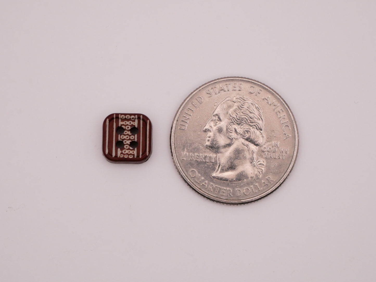 Wood Square White Tribal Design Set of Ten Buttons 9mm