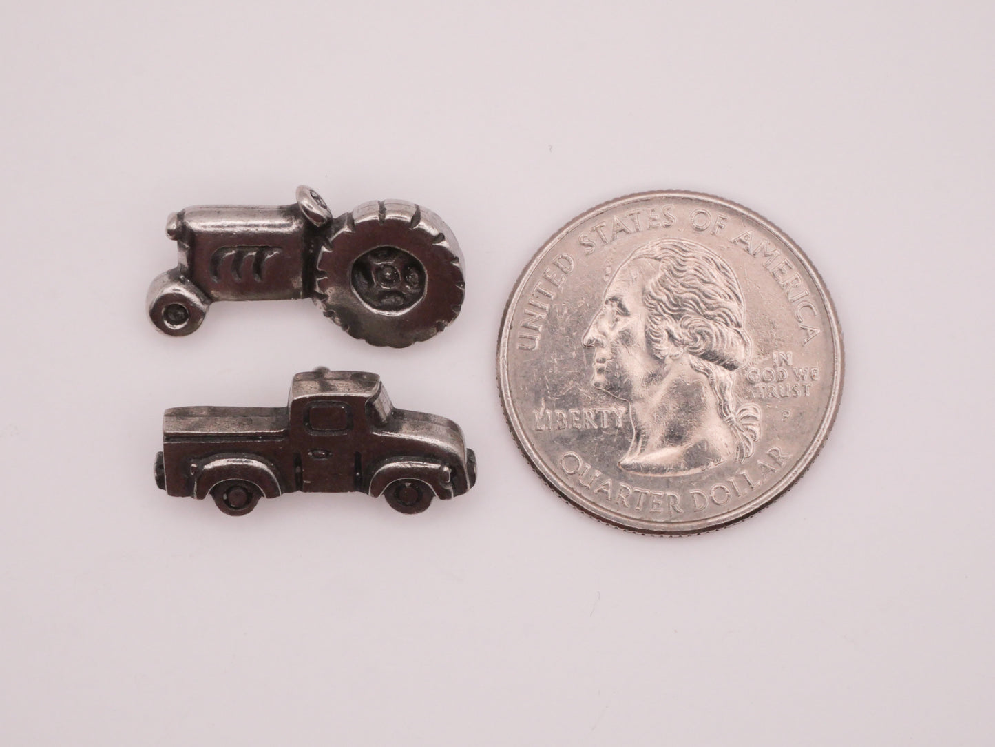 Danforth Pewter Truck Tractor Back Mark Metal Button 12x22mm