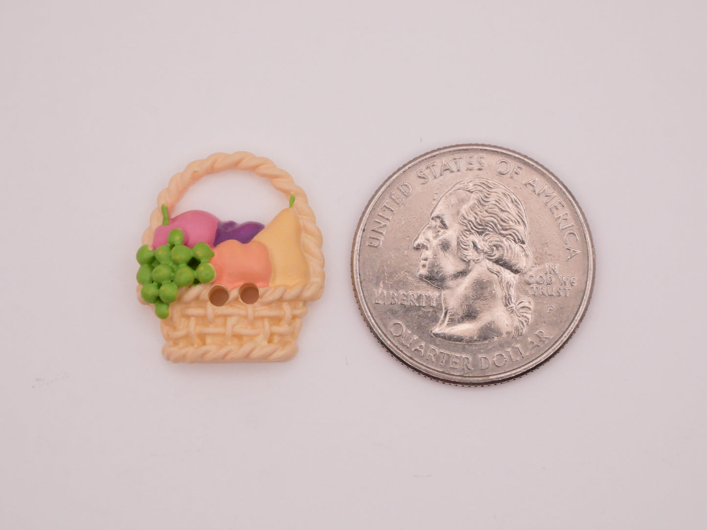 Fruit Basket Grapes Apple Pear Peach Plum Plastic Button 19x20mm
