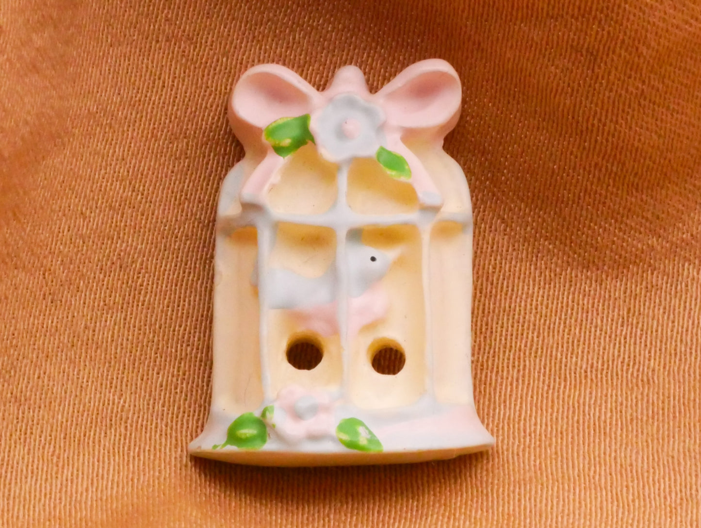 Blue Bird Cage Bow Pastel Plastic Sew-Thru Button 15x20mm