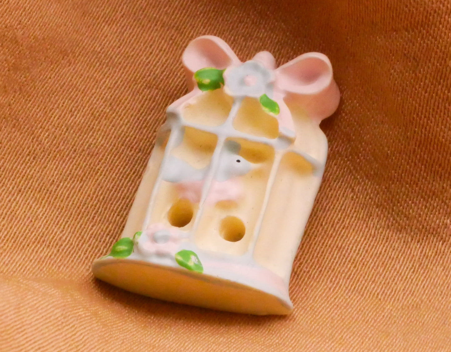Blue Bird Cage Bow Pastel Plastic Sew-Thru Button 15x20mm